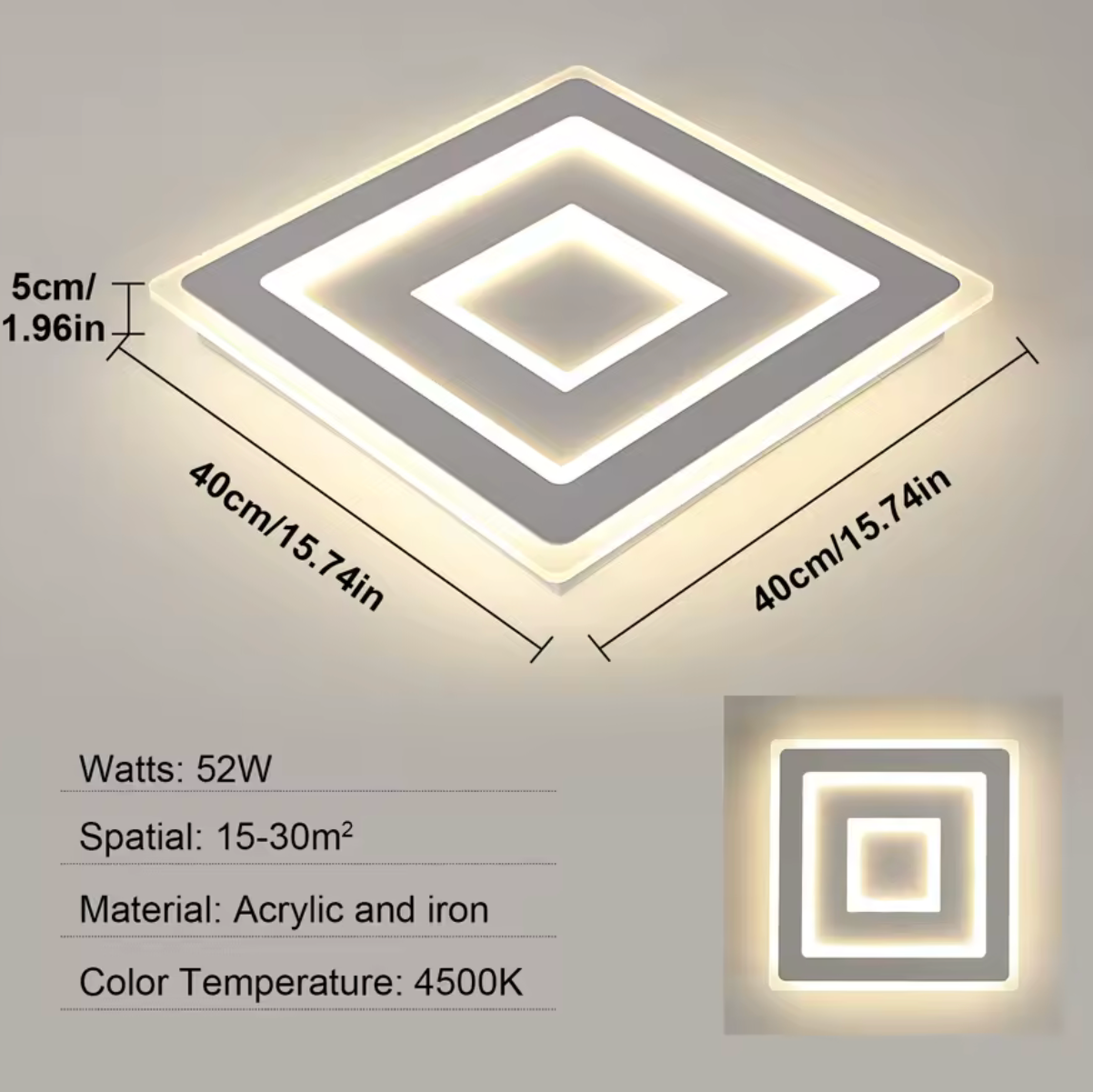 White Square LED Ceiling Light | Lunalight