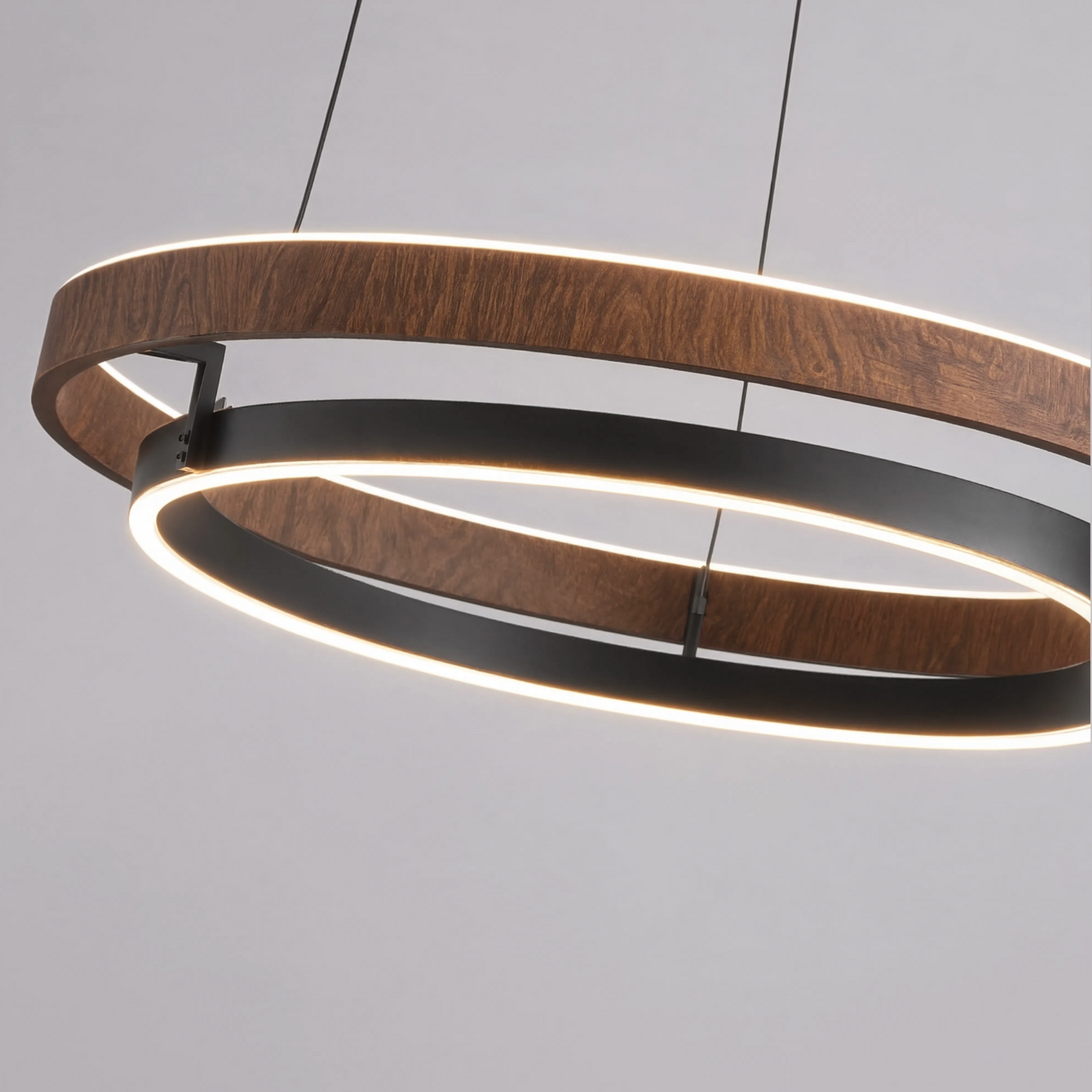 Italian Designer Walnut & Aluminium LED Pendant Light | Lunalight