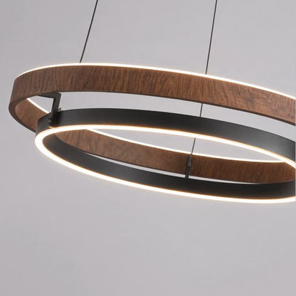 Italian Designer Walnut & Aluminium LED Pendant Light | Lunalight