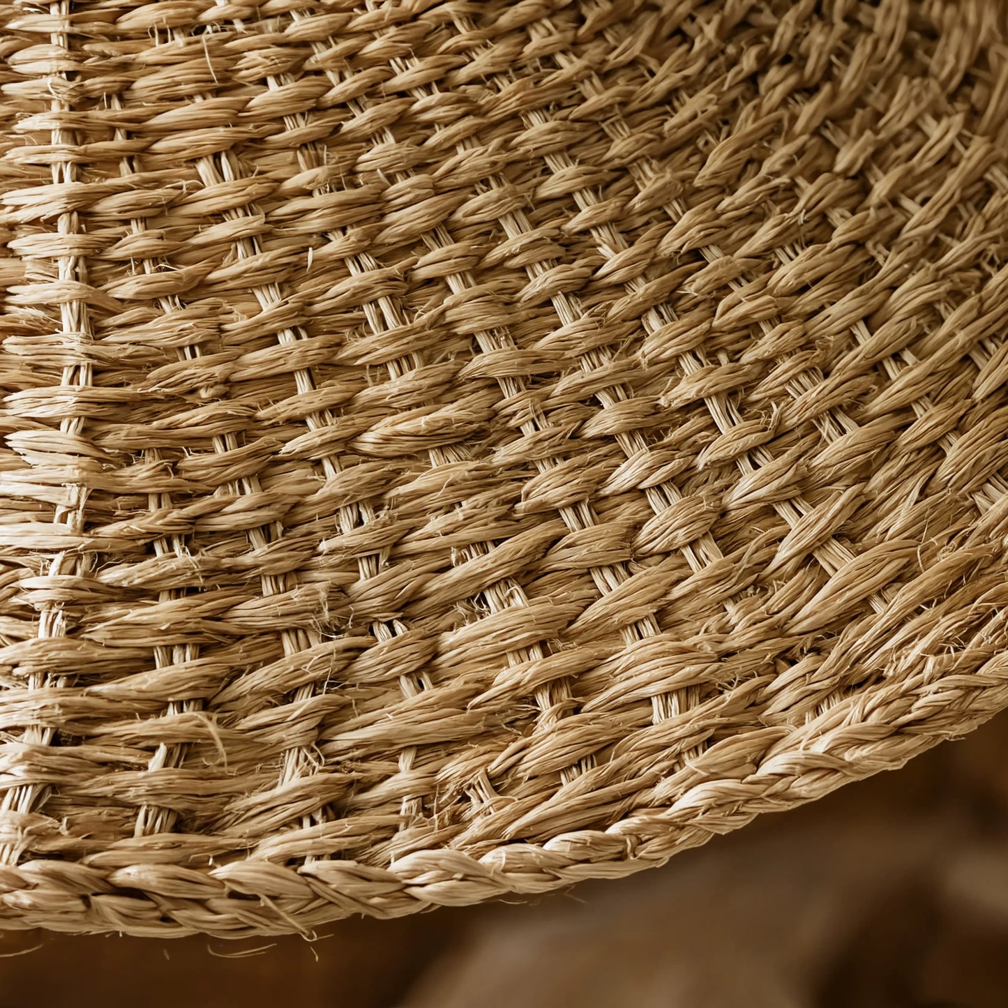 Large leaf woven bamboo pendant light | Wooden base