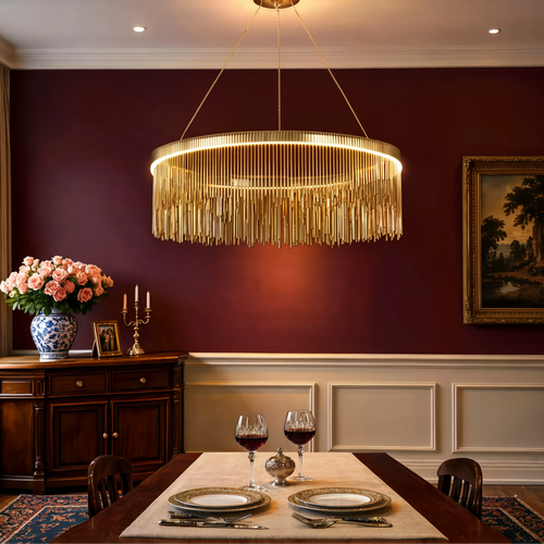 Chrome Tassel Ring LED Pendant Light