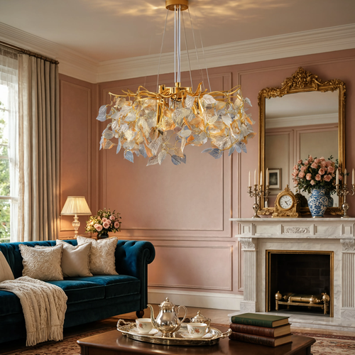 Gold Maple Crystal Pendant Light