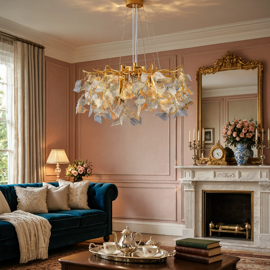 Gold Maple Crystal Pendant Light