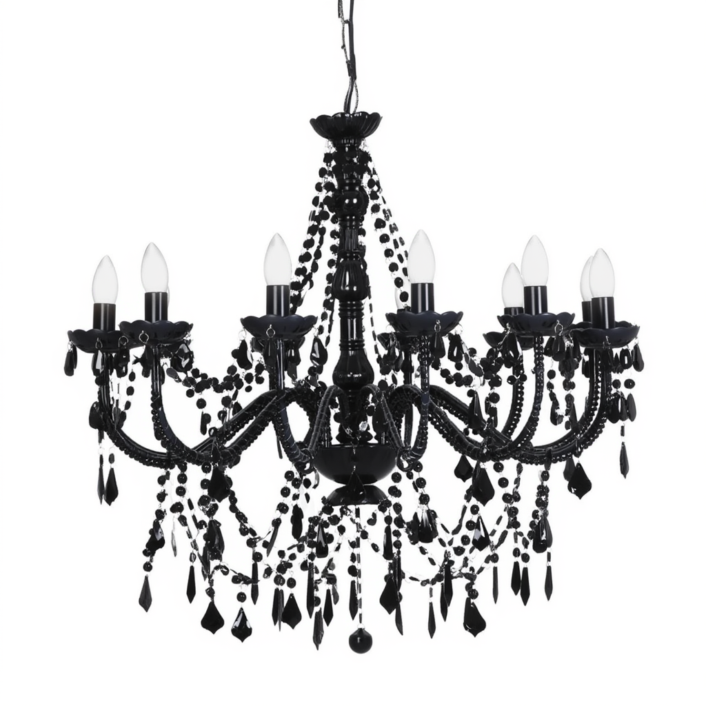 Black Beaded 12 Light Chandelier | Lunalight
