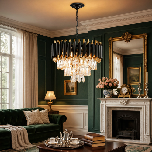 Black Gold Crystal Chandelier 3 Tier