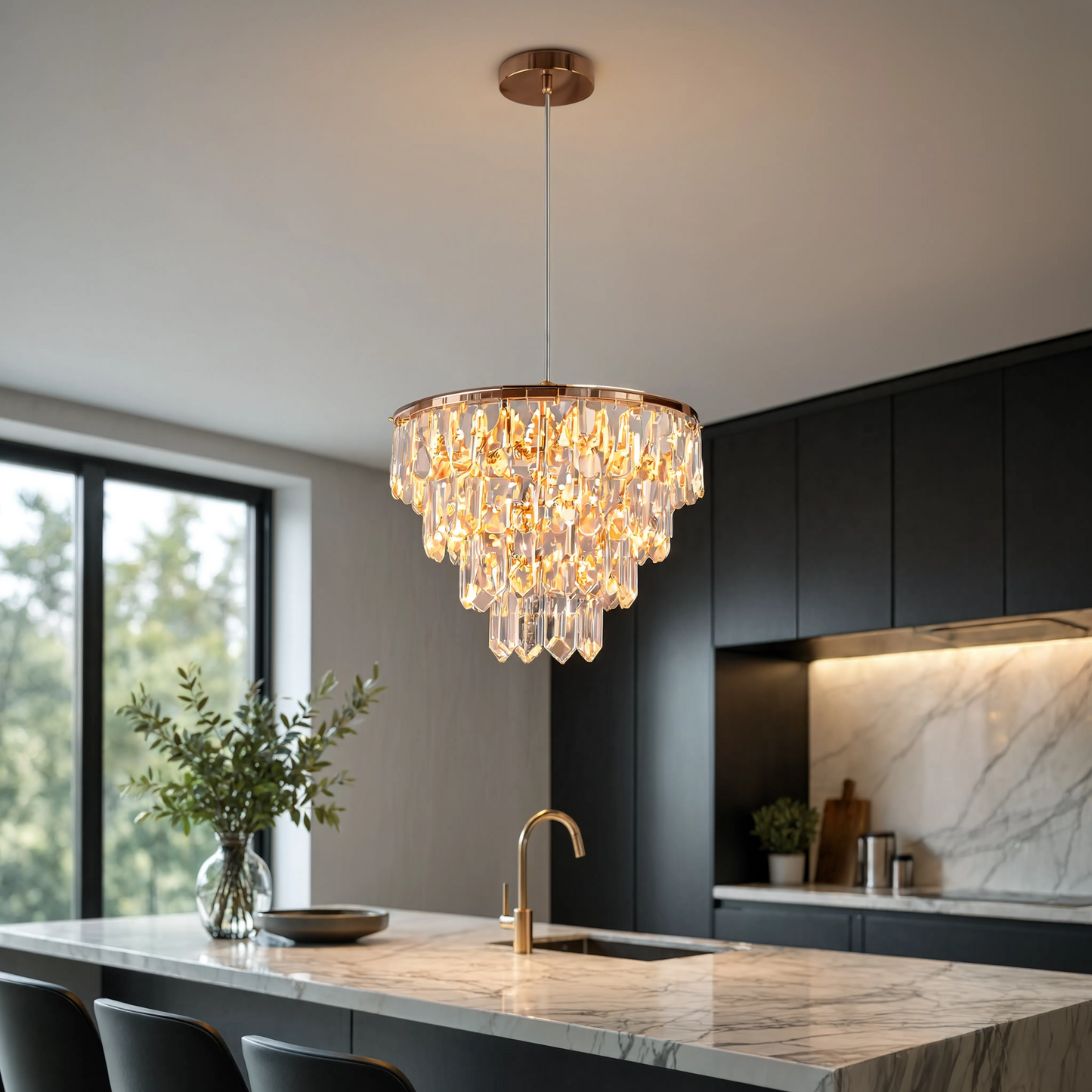 Gold Crystal Mini Chandelier 35cm
