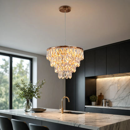 Gold Crystal Mini Chandelier 35cm