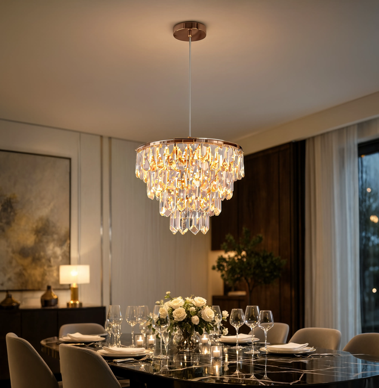 Gold Crystal Mini Chandelier 35cm