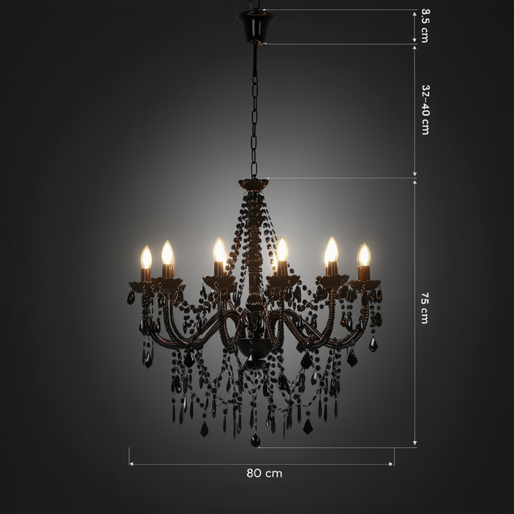 Black Beaded 12 Light Chandelier | Lunalight
