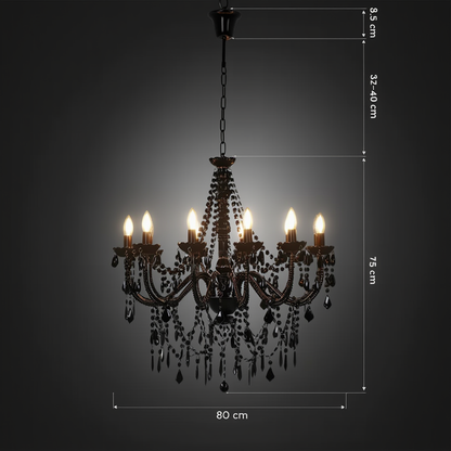 Black Beaded 12 Light Chandelier | Lunalight
