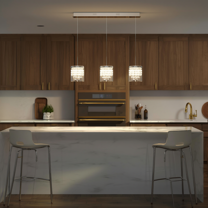 Chrome K9 Crystal LED Kitchen Island Pendant | Lunalight