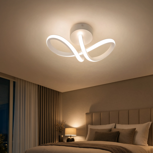 Modern Curved LED Ceiling Light 20W 3000K Bedroom Living Room