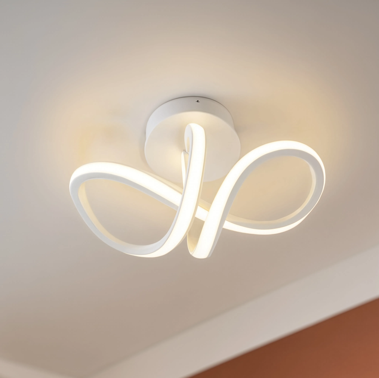 Modern Curved LED Ceiling Light 20W 3000K Bedroom Living Room