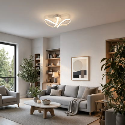 Modern Curved LED Ceiling Light 20W 3000K Bedroom Living Room