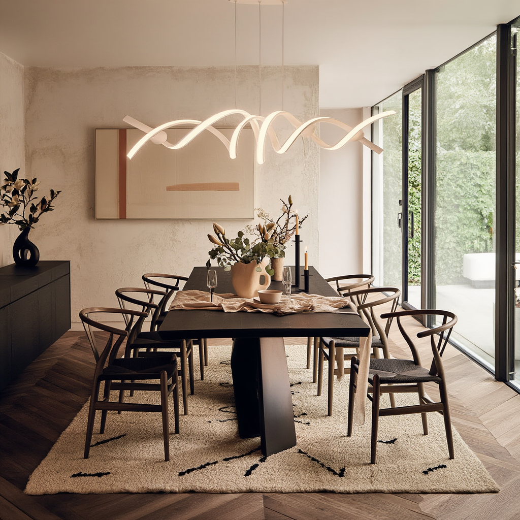Modern White LED Pendant Light Twisted