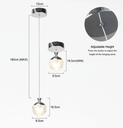 Chrome Crystal Bubble LED Pendant Light