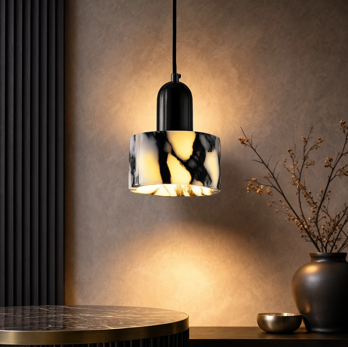 Natural Stone Pendant Light | G4 LED | Touch Switch