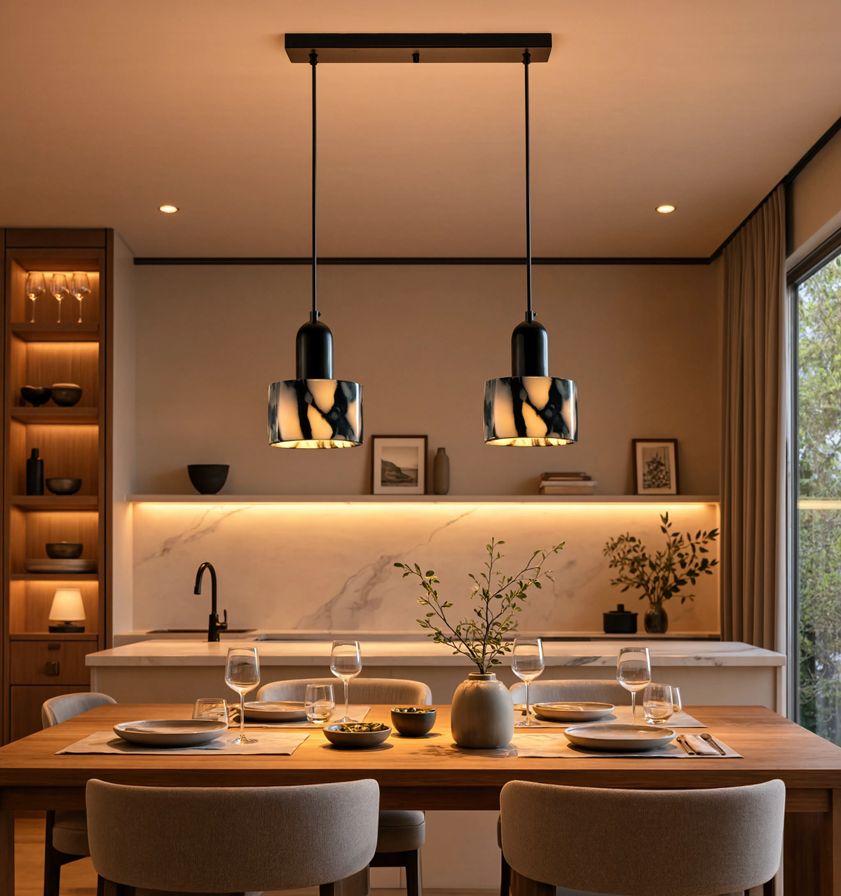 Natural Stone Pendant Light | G4 LED | Touch Switch