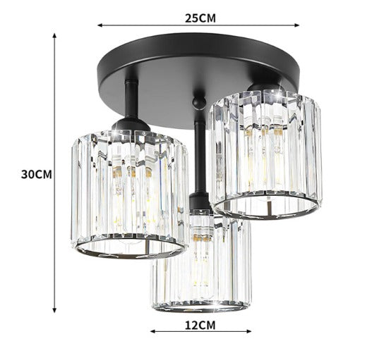 Black Crystal 3 Light Ceiling Light