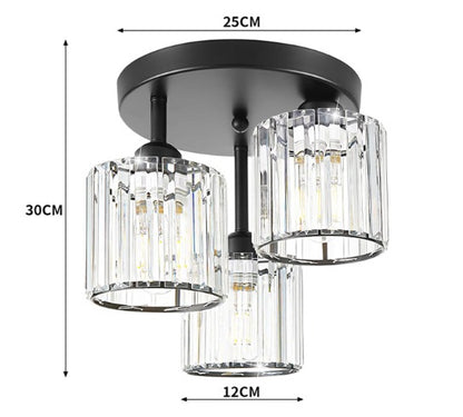 Black Crystal 3 Light Ceiling Light