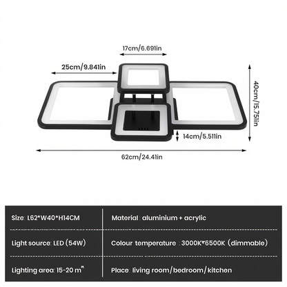 Black Square Frame LED Ceiling Light | Lunalight