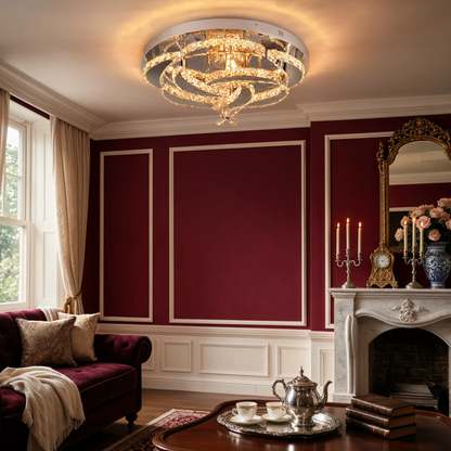 Chrome Crystal Ring Ceiling Light Dimmable