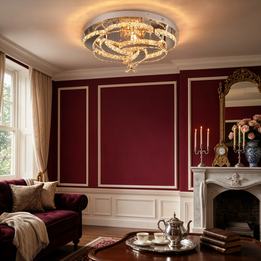 Chrome Crystal Ring Ceiling Light Dimmable