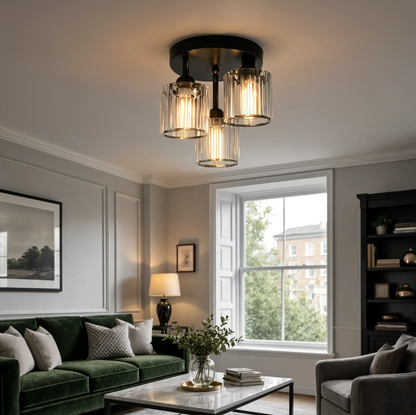 Black Crystal 3 Light Ceiling Light