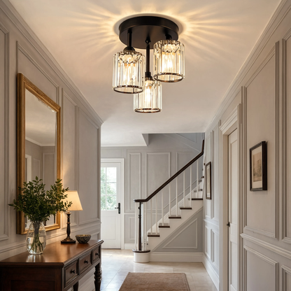 Black Crystal 3 Light Ceiling Light