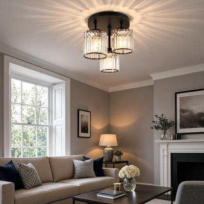 Black Crystal 3 Light Ceiling Light