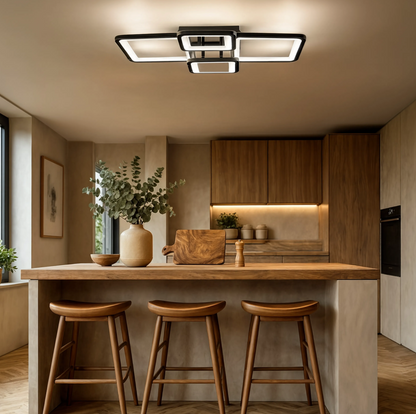 Black Square Frame LED Ceiling Light Remote Dimmable
