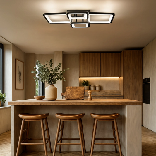 Black Square Frame LED Ceiling Light Remote Dimmable