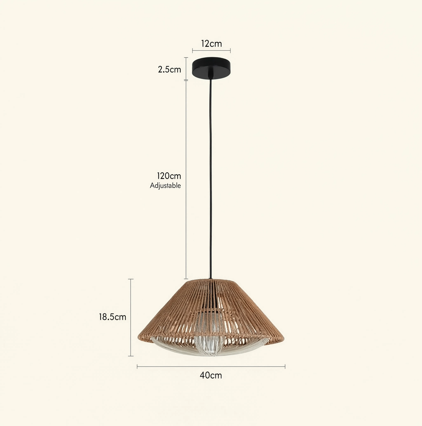 Rattan Farmhouse Cone Pendant Light