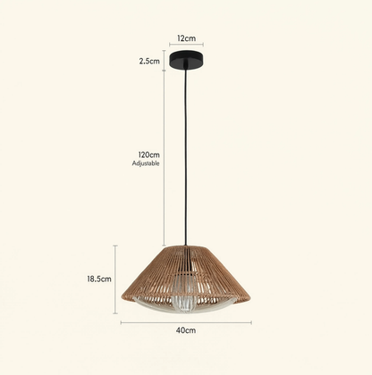 Rattan Farmhouse Cone Pendant Light