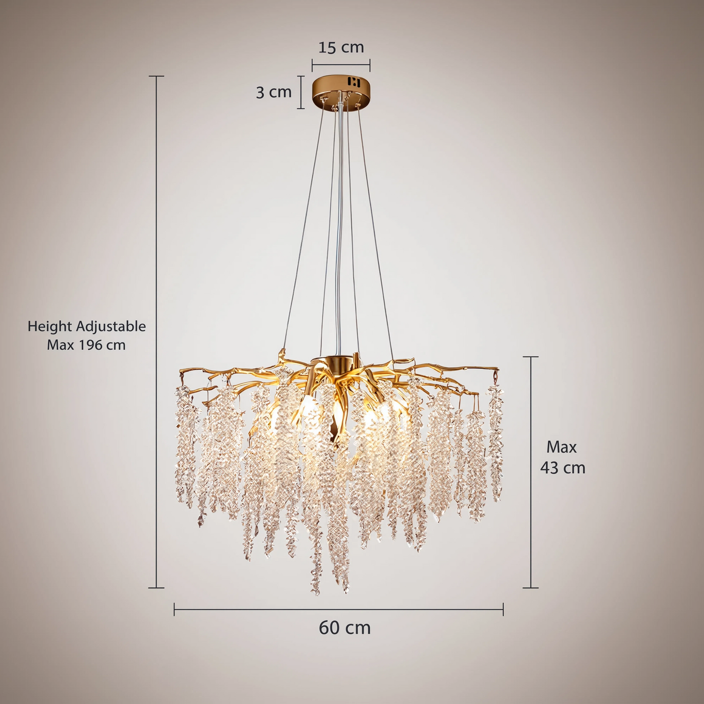 Gold Branch Crystal Chandelier 60cm