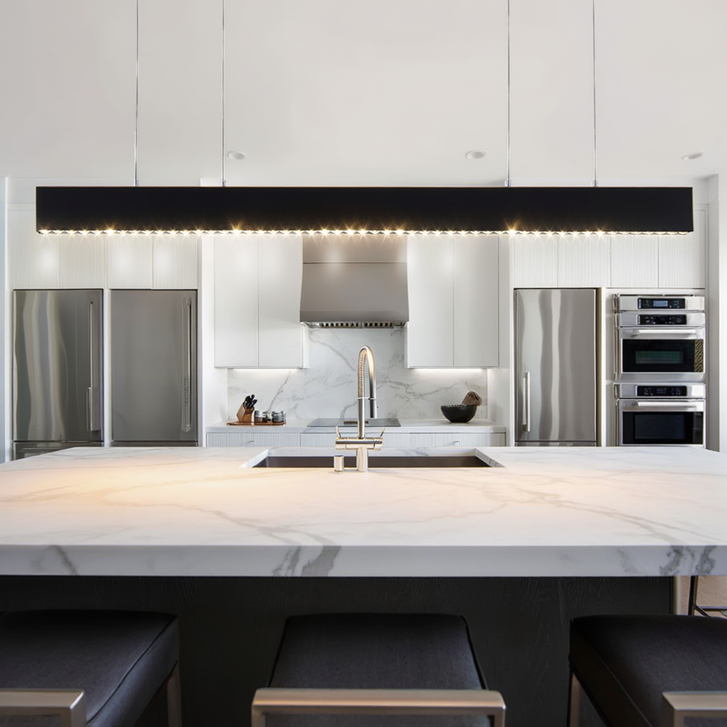 Modern Black LED Linear Pendant Light 120cm | Lunalight