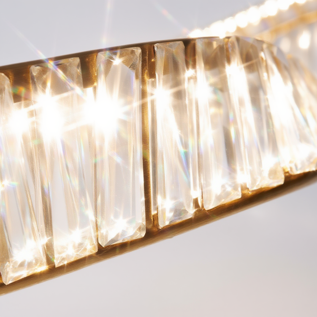 Gold Crystal Ring Pendant Light LED | Lunalight