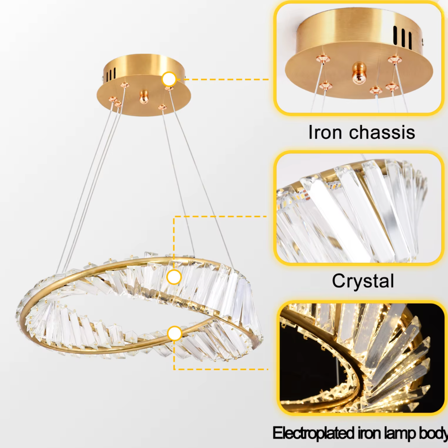 Gold Crystal Ring Pendant Light LED | Lunalight