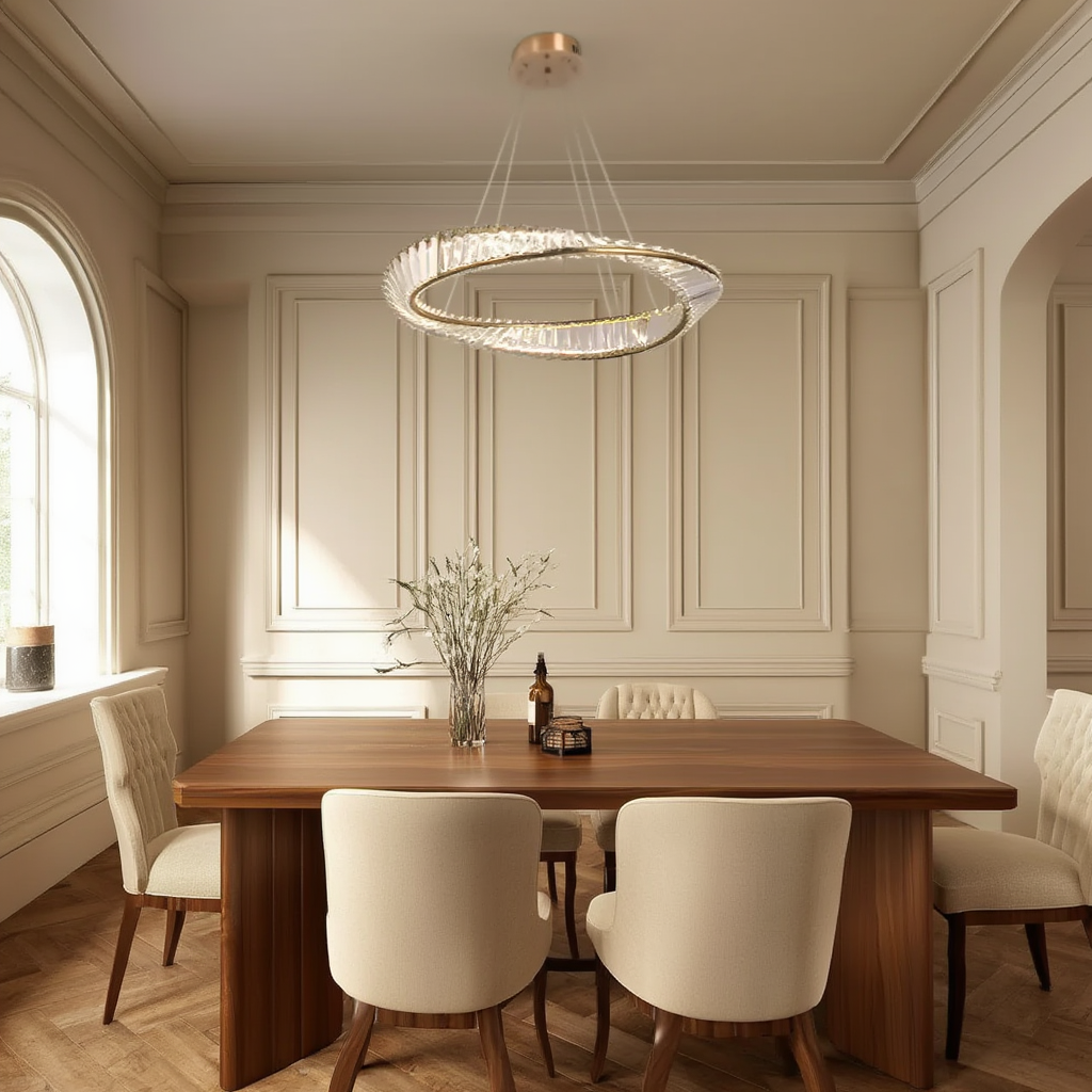Gold Crystal Ring Pendant Light LED | Lunalight