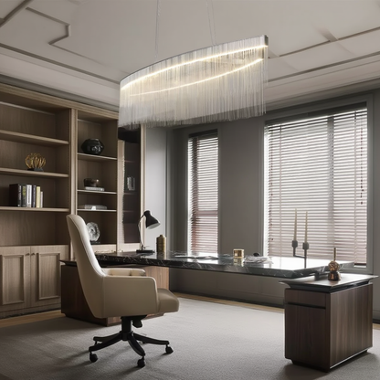 Chrome Tassel LED Pendant Light Rectangular | Lunalight