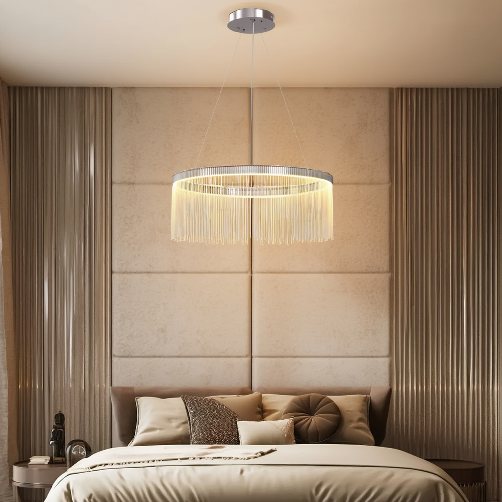Chrome Tassel Ring LED Pendant Light | Lunalight