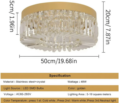Gold Crystal Ceiling Light 50cm | Lunalight