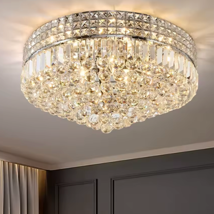 Chrome Crystal Flush Ceiling Light 42cm | Lunalight