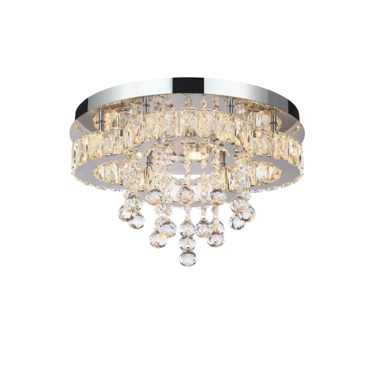 Chrome Crystal Flush Ceiling Light 40cm | Lunalight
