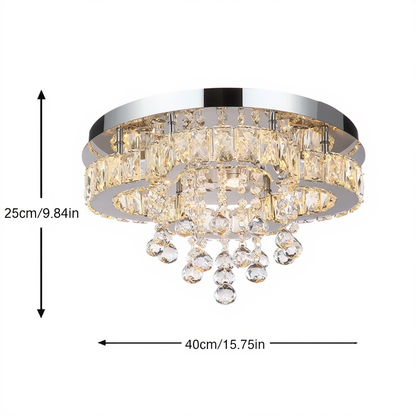 Chrome Crystal Flush Ceiling Light 40cm | Lunalight