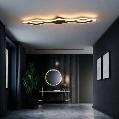 Modern Black Linear LED Ceiling Light 118cm | Lunalight