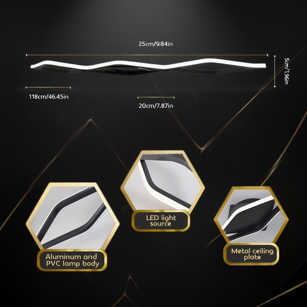 Modern Black Linear LED Ceiling Light 118cm | Lunalight