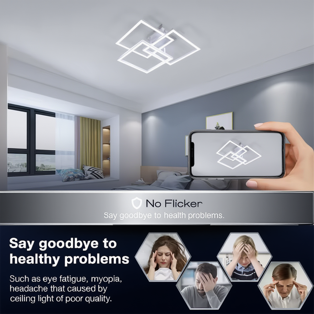 Modern Square LED Ceiling Light Dimmable | Lunalight