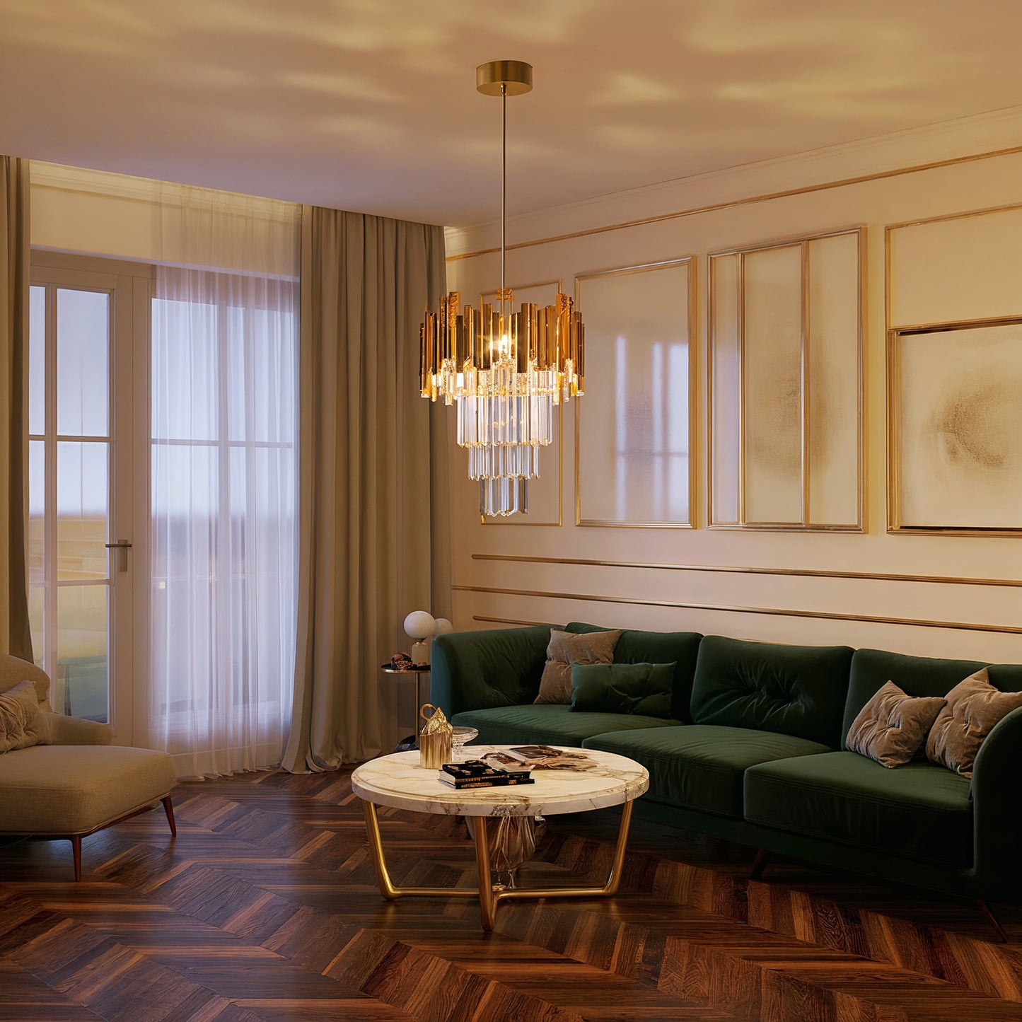 Gold Crystal Pendant Chandelier | Lunalight