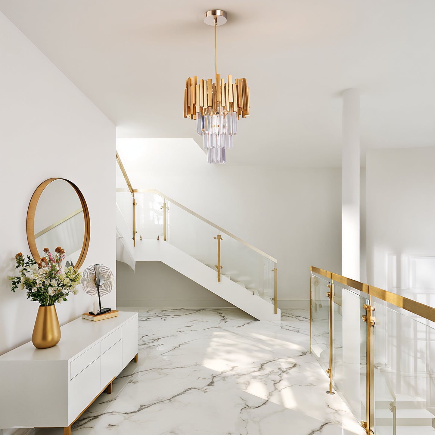 Gold Crystal Pendant Chandelier | Lunalight
